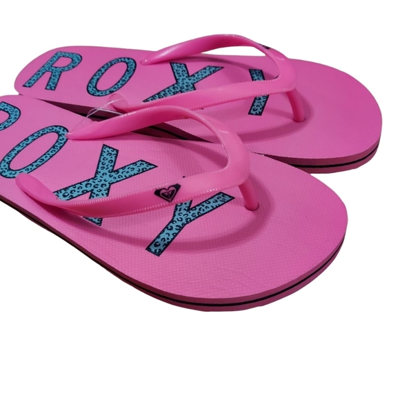 Roxy Starfish V Pink/Gray Leopard Logo Flip Flops NWOT - Picture 4 of 12